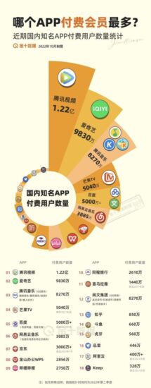 国内付费服务用户排行（金十数据）-村少博客
