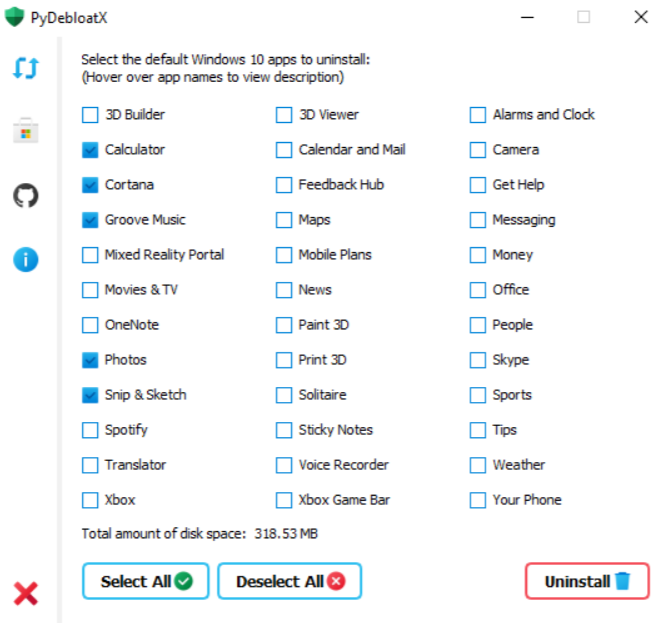 PyDebloatX 开源卸载Windows 10默认程序工具-村少博客